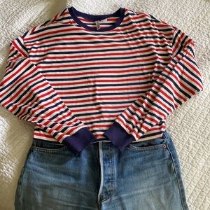 H&M Stripped Boxy Long Sleeve Tee Small